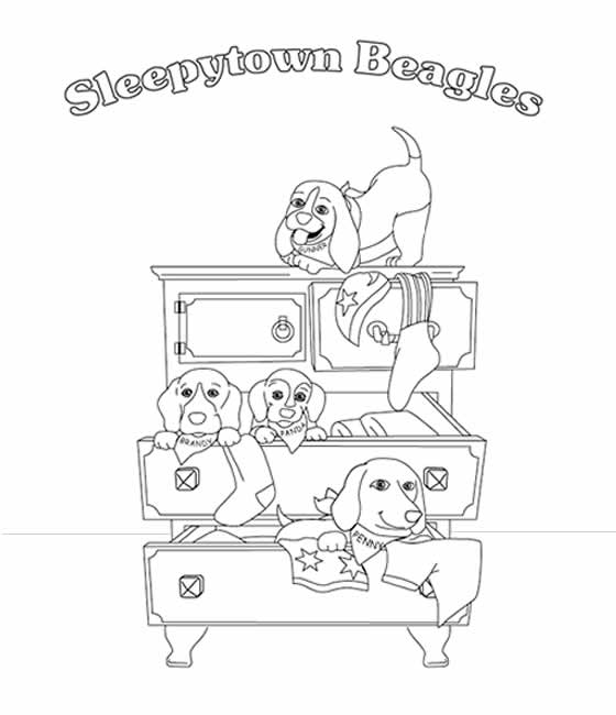 Sleepytown Beagles, Free coloring page