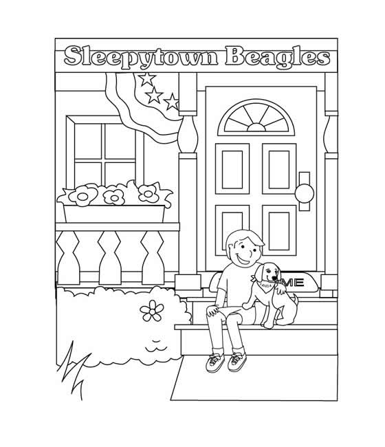 Sleepytown Beagles, Free coloring page